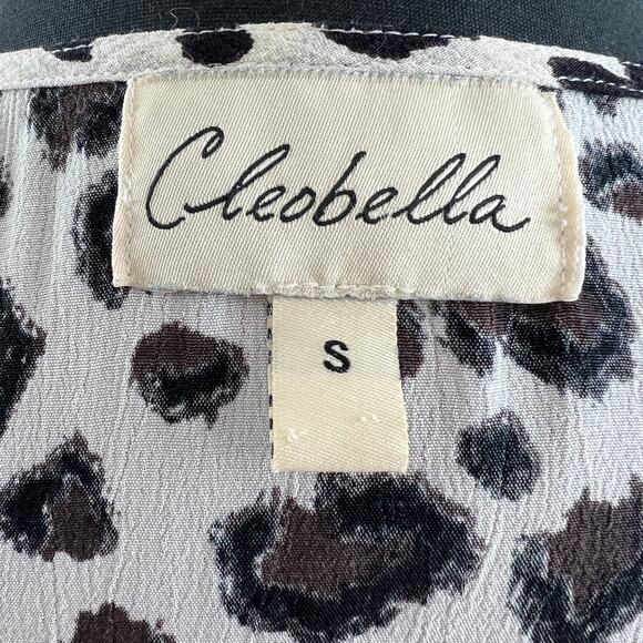 CLEOBELLA Anthropologie Black White Animal Printed Long Sleeve Wrap Midi Dress S - Picture 6 of 8